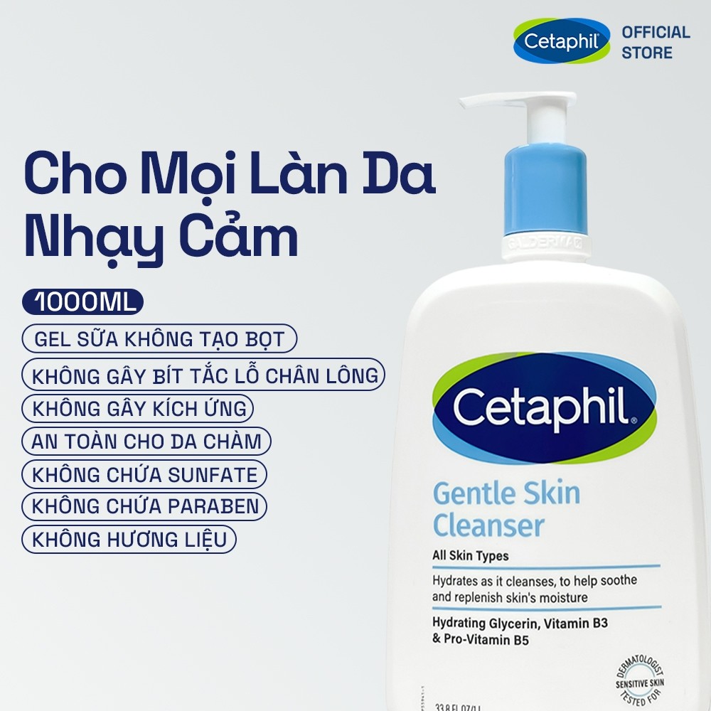 [Hannah Exclusive] Sữa rửa mặt dịu lành cho da nhạy cảm CETAPHIL GENTLE SKIN CLEANSER 1000ML