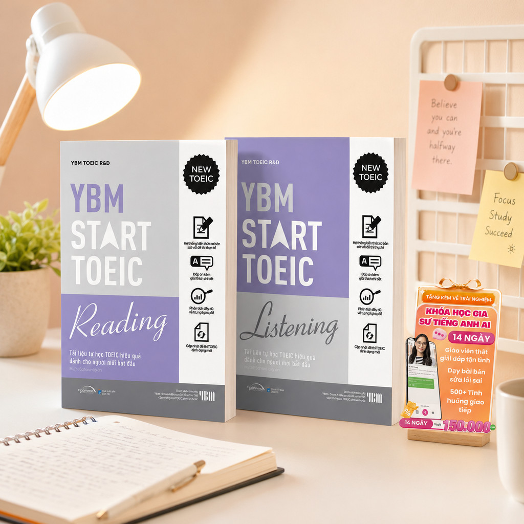 Sách - Lẻ/combo: YBM Start Toeic Reading + Listening - Kèm lời giải chi tiết (Gamma Books)