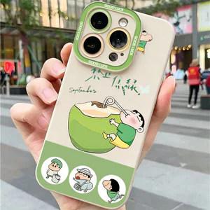 Ốp lưng iPhone hình dừa Crayon Shin-Chan Ốp máy ảnh silicon mềm - iP 7/8/X/XS/XR/11/12/13/14/15/16/17/Plus/Air/Pro/Max