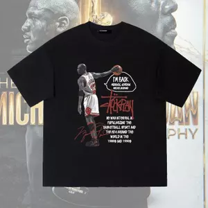 Người trợ giúp Michael Joe No. 23 Bulls Cotton Nguyên Chất Áo Thun Ngắn Tay Nam Nữ Dáng Rộng Nửa Tay Nam Top ji