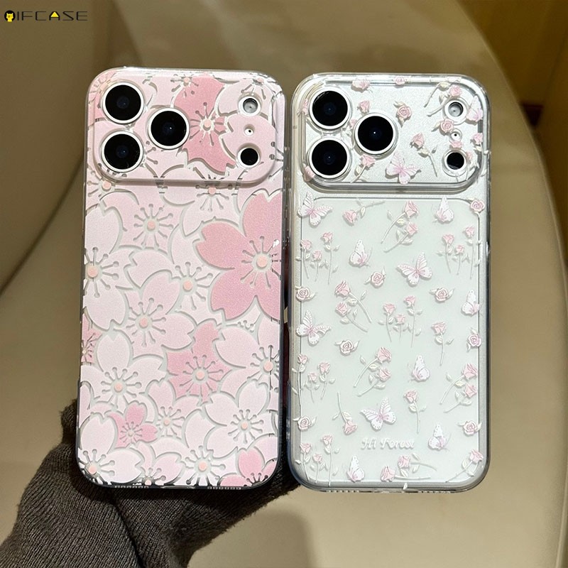 Dành Cho Samsung Galaxy S26 S25 S24 S23 S22 S21 S20 Plus Ultra FE edge S25 + S24 + S23 + S22 + S21 + S20 + Ốp Điện Thoại Dễ Thương Hoa Anh Đào Hoa Hồng Sakura Vỏ Bướm