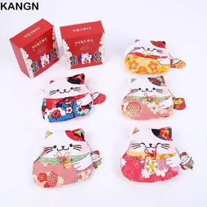 KANGN Fortune Cat Túi đựng vật phẩm nhỏ, Chúc may mắn Mang lại sự giàu có Maneki Neko Ví đựng tiền xu mèo may mắn, Phụ kiện túi xách Khóa ly hợp Quà tặng sáng tạo Túi đựng tiền xu