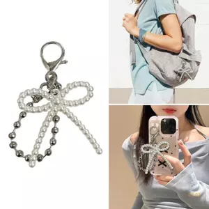 Stay Heart Bowknot Đính Hạt Móc Khóa Trang Trí Ba Lô Túi Xách Quyến Rũ Cho Bé Gái Nữ