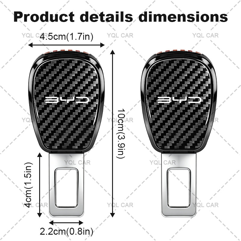 1 / 2 Chiếc Sợi Carbon Khóa An Toàn Xe Ô Tô Dây An Toàn Mở Rộng Cắm Cho BYD Dolphin Atto 3 Seal M6 Sealion 6 Sealion 7
