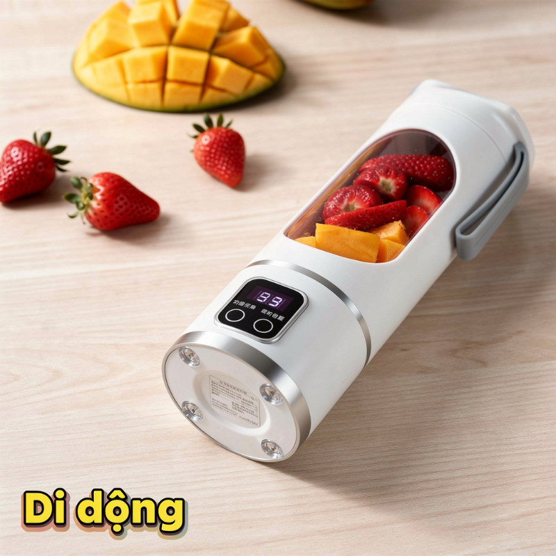 máy xay sinh tố cầm tay 10 lưỡi dao thép không gỉ dung tích 450ml sạc USB dễ mang theo đi học đi làm