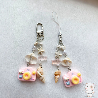 【Chamvn】Mặt dây chuyền hình vỏ sò mèo mùa hè tươi mát móc khóa điện thoại thời trang đa năng