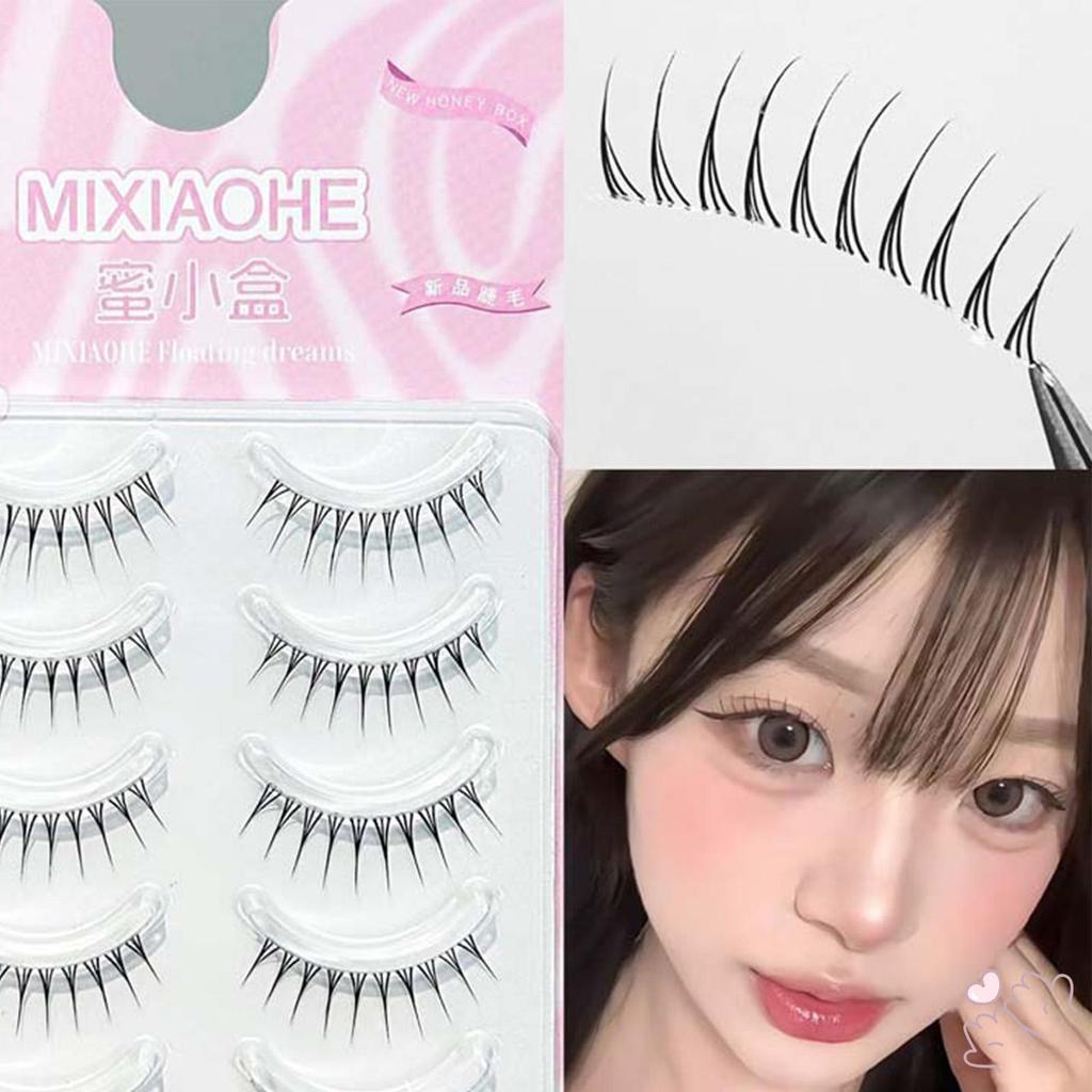 IOIIK 5 cặp--Lông mi giả nhóm nữ phong cách Hàn Quốc tạo vẻ mặt không trang điểm tự nhiên, từng sợi mi rõ ràng - Lông mi giả thân chỉ cá trong suốt nhẹ nhàng trong veo, tạo đôi mắt sinh động