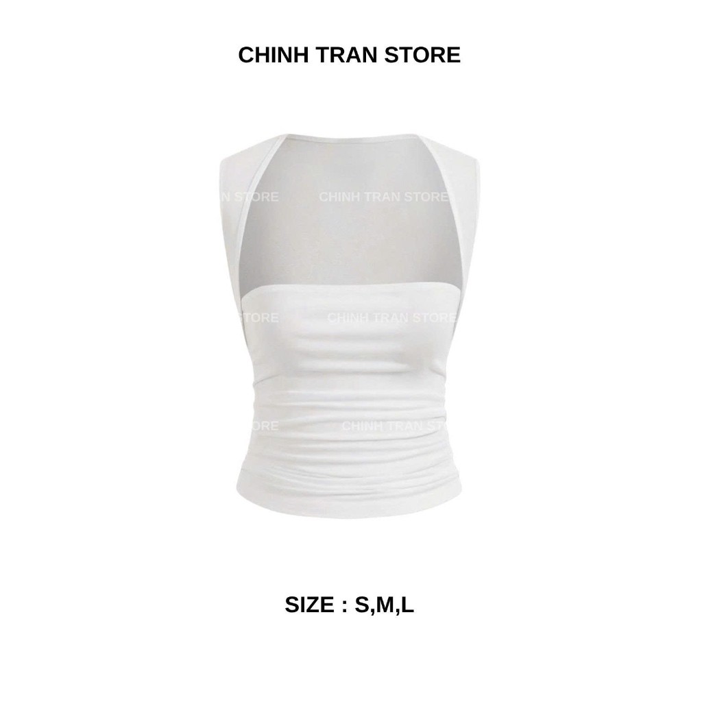 Áo Sát Nách Cúp Ngực Nhún Eo Viền Vai Nhỏ Chất Thun Cotton Co Giãn Nữ Tính Trendy - Chinh Trần Store
