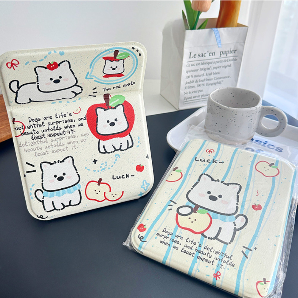 Gương Gập Để Bàn Hoạt Hình Dễ Thương – Gương Trang Điểm Mini Cầm Tay DINO, Chất Liệu Da PU Cao Cấp, Nhỏ Gọn Xinh Xắn