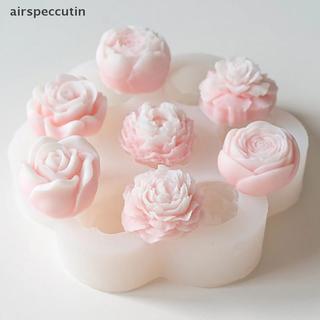 Airspecutin Khuôn Silicon Hoa 7 Trong 1 3D Hoa Hồng Mẫu Đơn Bánh Sô Cô La Khuôn Nướng Bánh Handmade Nến Xà Phòng Thạch Cao Nhựa Dụng Cụ Làm Thủ Công EN