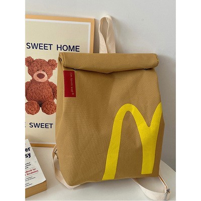 Ba lô dung tích lớn kiểu Influencer, túi giấy McDonald's, phù hợp lớp học