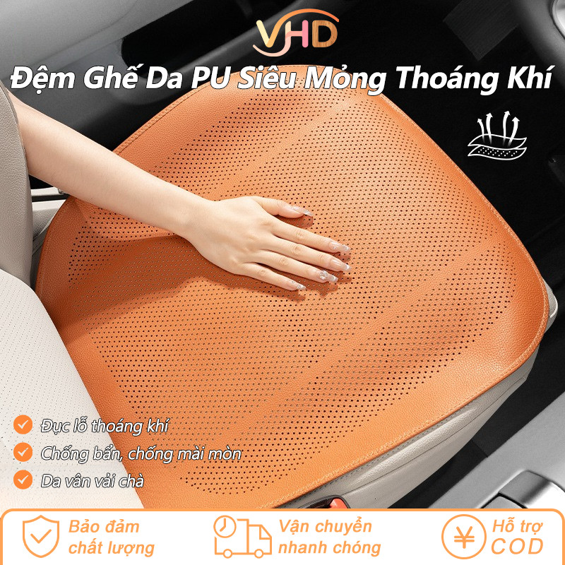 Đệm Ghế Ô Tô Bằng Da PU Cao Cấp - Siêu Mỏng, Thoáng Khí & Chống Trượt, Phù Hợp Nhiều Dòng Xe
