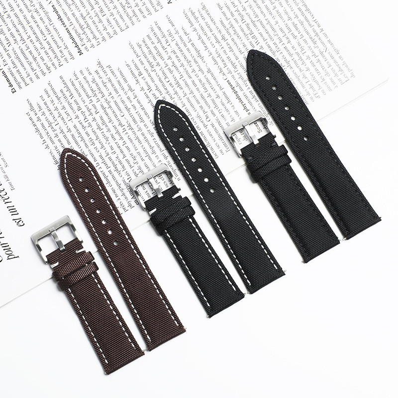 22mm 24mm Vải Bò Da Dây Đeo Đồng Hồ Cho SEIKO 5 Diver TUNA Samurai Cho Nam Nữ Đồng Hồ Phụ Kiện Vòng Tay Xanh Dương Đen Trắng