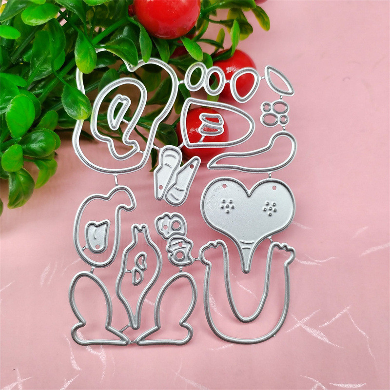 Hoạt Hình Con Chó Con Kim Loại Thép Carbon Cắt Khuôn Handmade DIY Album Ảnh Thiệp Chúc Mừng Cắt Chết Giấy Thủ Công Sổ Lưu Niệm Dập Nổi Khắc Bản Mẫu