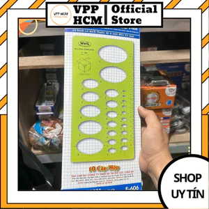 Thước 24 Hình Học Elip WinQ E-606 – Thước Nhựa Dẻo Vẽ Đồ Họa Kỹ Thuật Siêu Bền, Chính Xác Cao