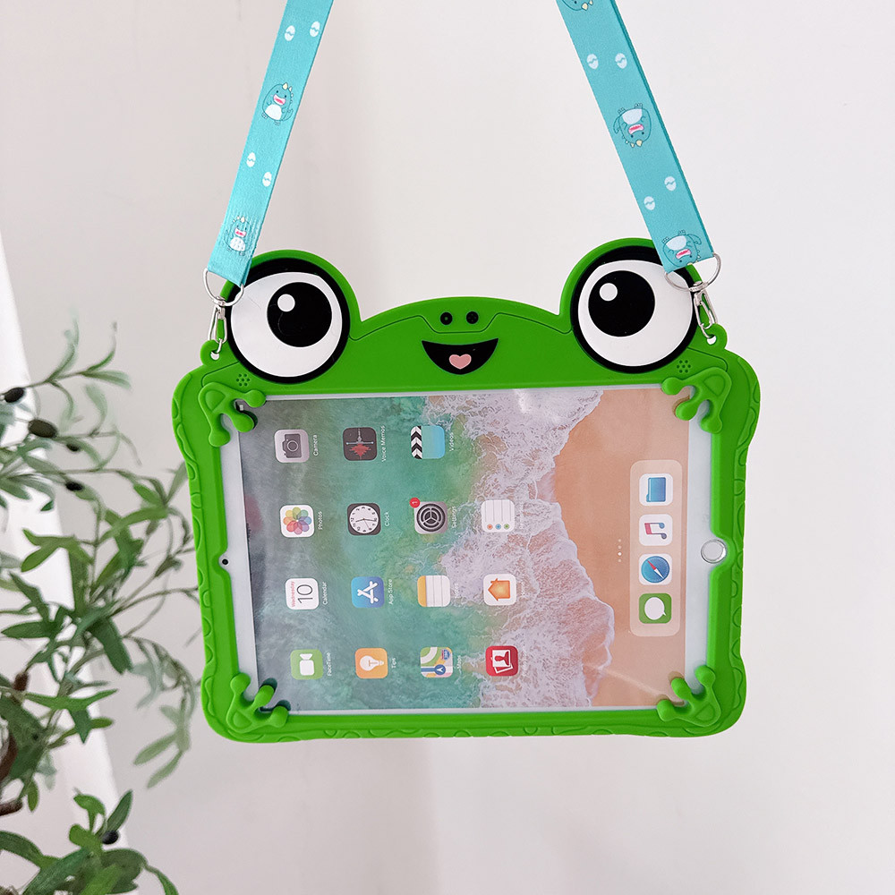 Ốp Lưng Họa Tiết Ếch Dễ Thương Dễ Thương Cho Air Mini 1 2 3 4 5 6 7 IPad 5 6 7 8 9 10th 11 12 A16 A19 10.9 "Pro9.7 Pro10.5 10.2" Pro11 Pro 11 M4 M5 Dây Sling