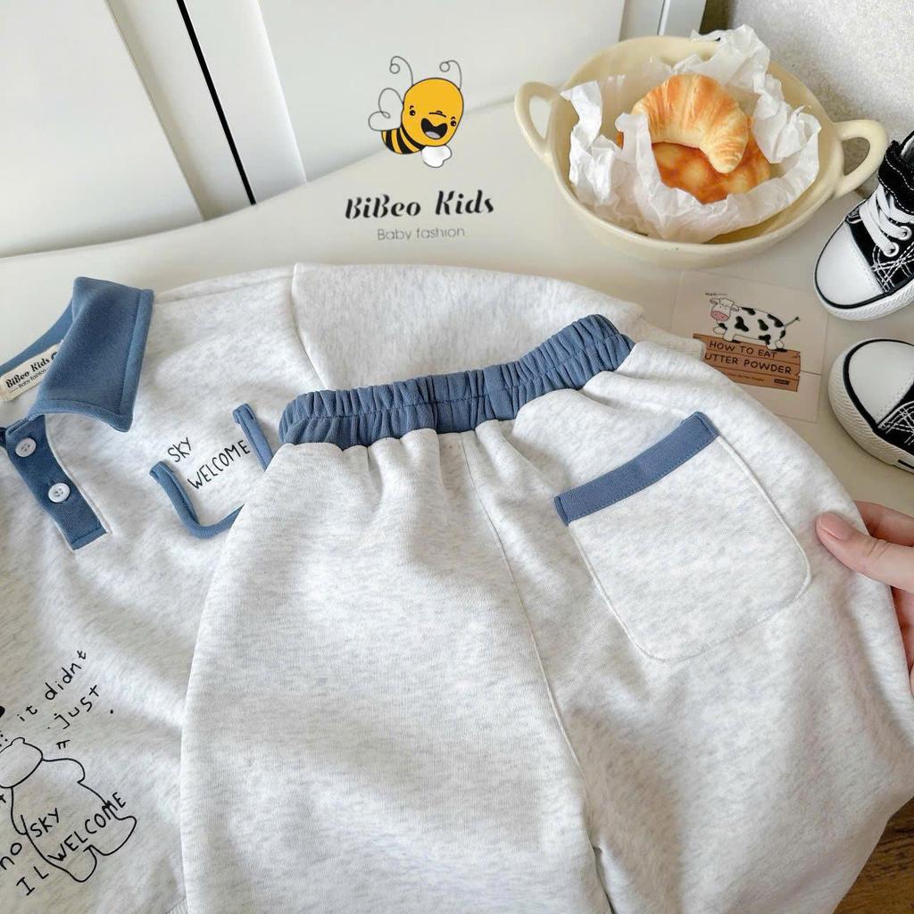 [BiBeo Kids] Bộ Quần Áo POLO THU ĐÔNG BỘ SKY LINE cho bé trai ,Bộ quần áo dài tay cho bé