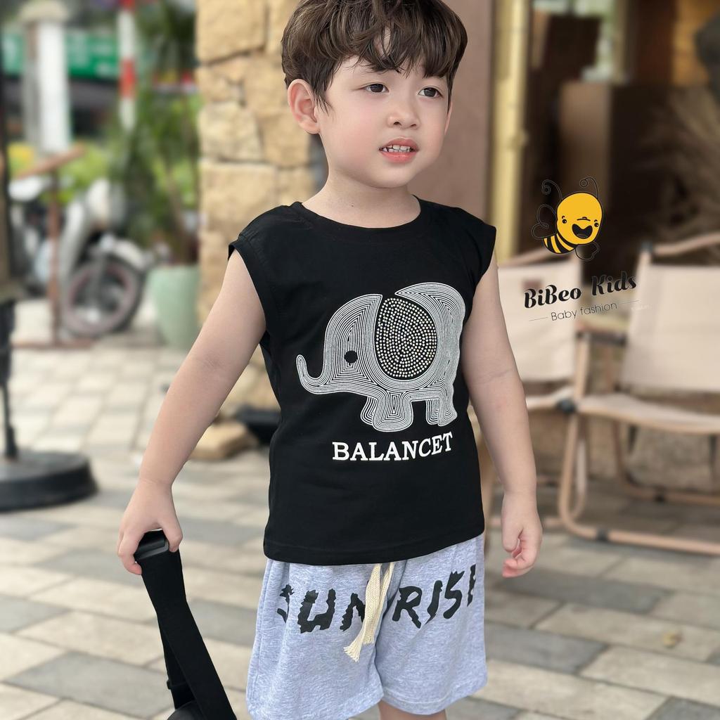 (HÀNG XẢ KHO) Bộ quần áo IN HÌNH VOI ĐÍNH ĐÁ chất liệu cotton mềm mát, cho bé từ 1 - 5 tuổi
