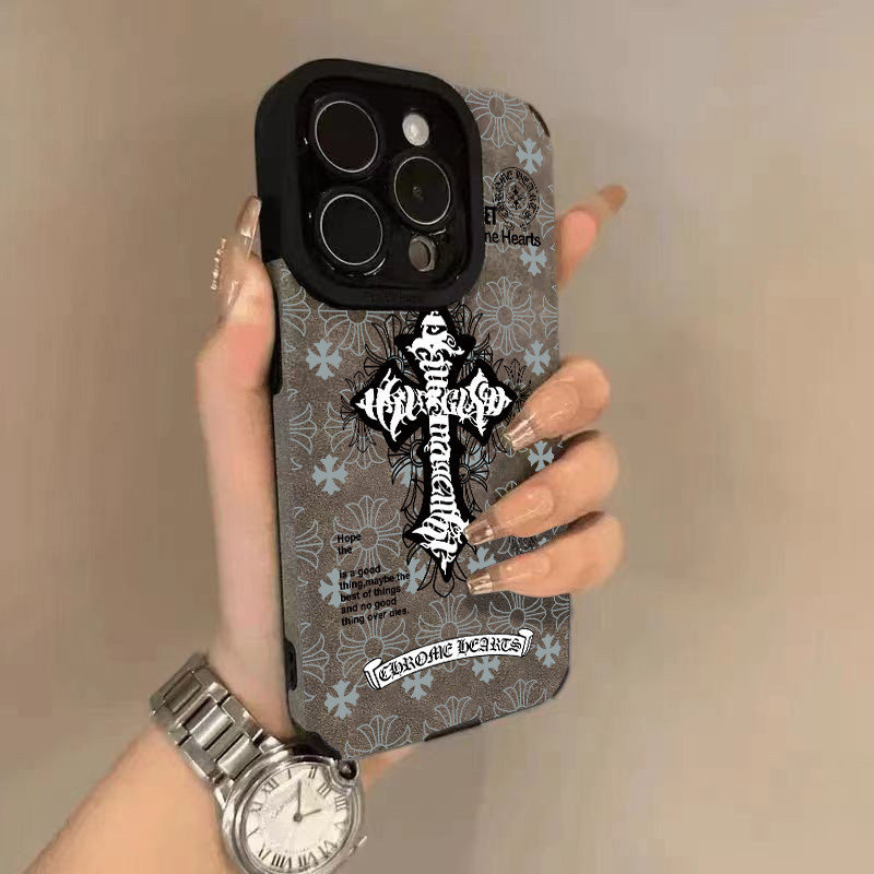 Ốp lưng họa tiết Dark Lines Cross cho iPhone 17 Pro Max/16/15 Plus/14/13/12 Pro - Da lớn