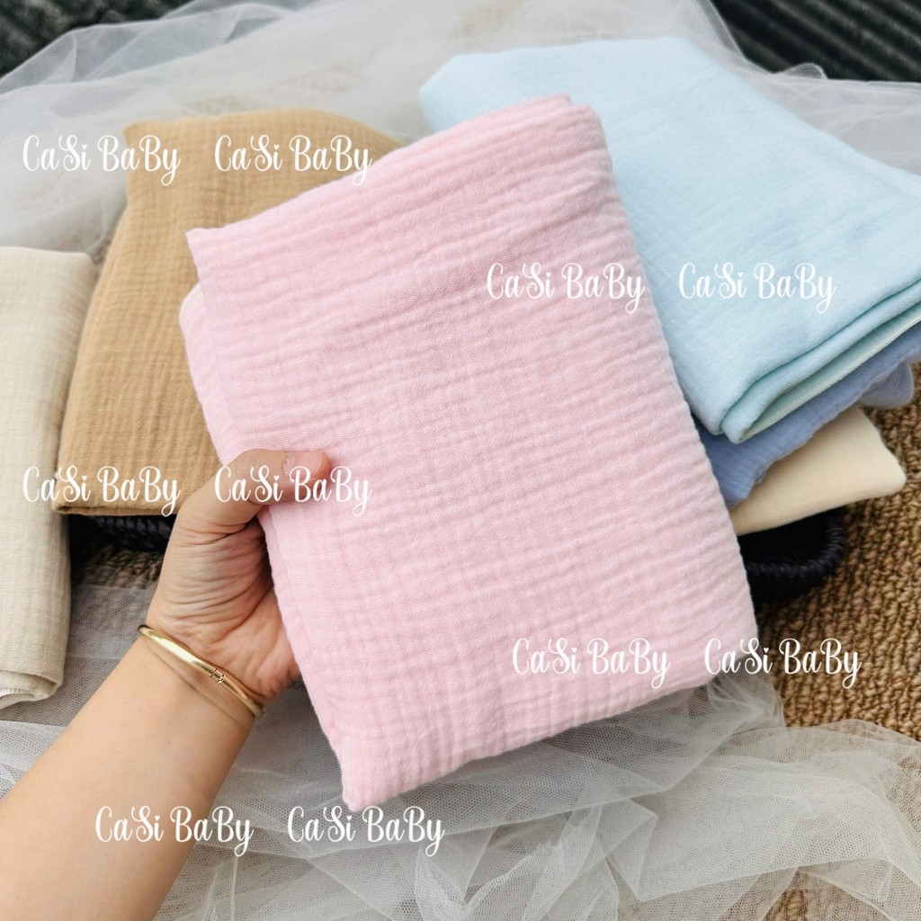 Khăn tắm cho bé sơ sinh 4 lớp bông tự nhiên 70x90cm màu trơn pastel mềm thoáng không bụi vải CaSi BaBy