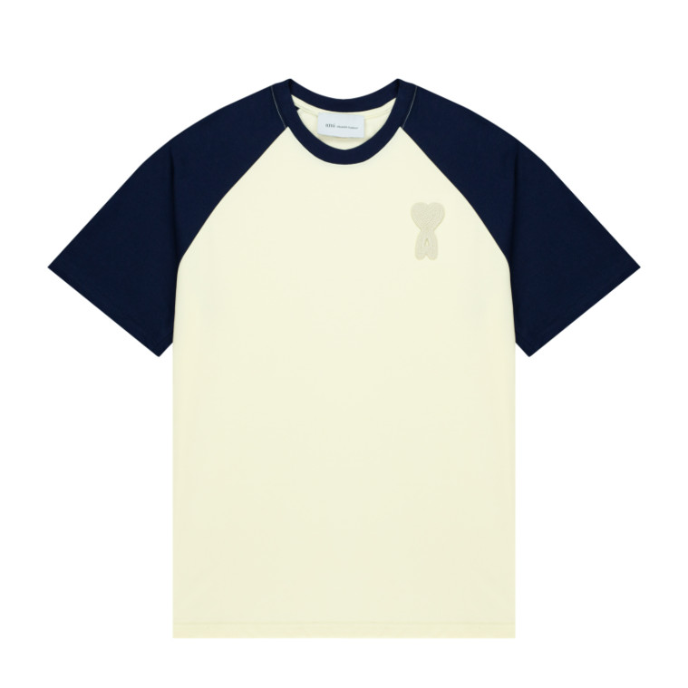 Chất Lượng Cao Phong Cách Mới 135 #Unisex Áo thun ngắn tay màu tương phản Áo thun ngắn tay thông thường