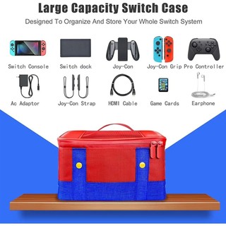 Hộp đựng Nintendo Switch Mario bảo vệ máy chơi game NS dung lượng lớn Vỏ Mềm, Loại To, Khoá kéo bền