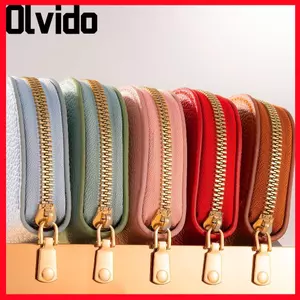 Túi bán tròn OLVIDO, Túi đựng thẻ nhiều khe cắm thẻ hình vỏ, Túi đựng thẻ Unisex PU nhỏ