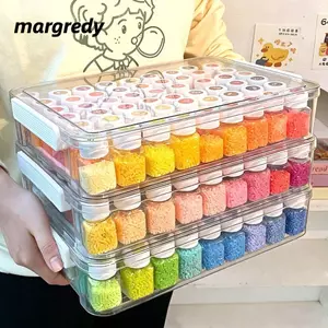 Hộp lưu trữ hạt MARGREDY Perler, có nắp hộp đóng gói hạt Perler chống bụi, Chai lưu trữ hạt trong suốt dung tích lớn Dụng cụ tổ chức tại nhà