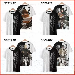 YB1 Tấn Công Titan Anime Áo Thun Nữ Tay Ngắn Top Unisex Cosplay 3D Tee Yeager Eren Ackerman Áo Sơ Mi Thời Trang Plus Size B