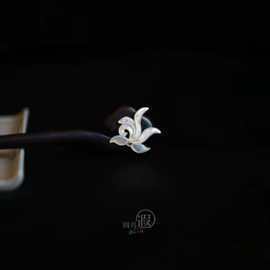 WHX-White Shell Orchid Ebony Kẹp tóc đơn giản đeo hàng ngày