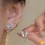 Bông tai đính đá Zircon nơ tinh tế Hàn Quốc dành cho nữ Bông tai đính đá dự tiệc cô gái Trang sức sinh nhật Quà tặng mới