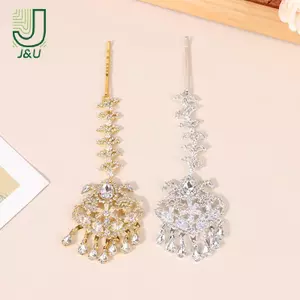 Dây chuyền trán hình học thanh lịch Trang trí đám cưới Ấn Độ Bohemian sel Kim cương giả Mũ đội đầu Nữ Trang sức tóc