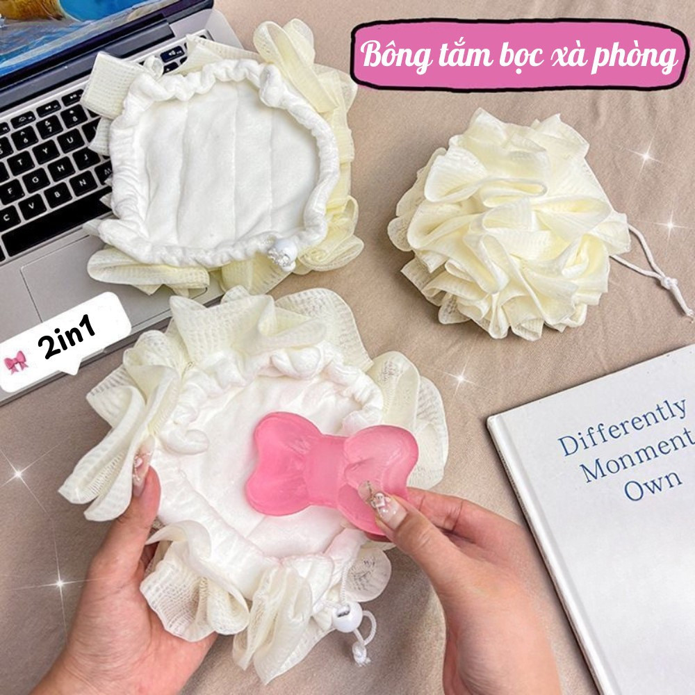 Bông Tắm Ren Hoa Mềm Mượt, Tạo Bọt Với Đế Lưới 2 Lớp, Đựng Được Sữa Tắm & Tẩy Da Chết | BigBuy360 - bigbuy360.vn