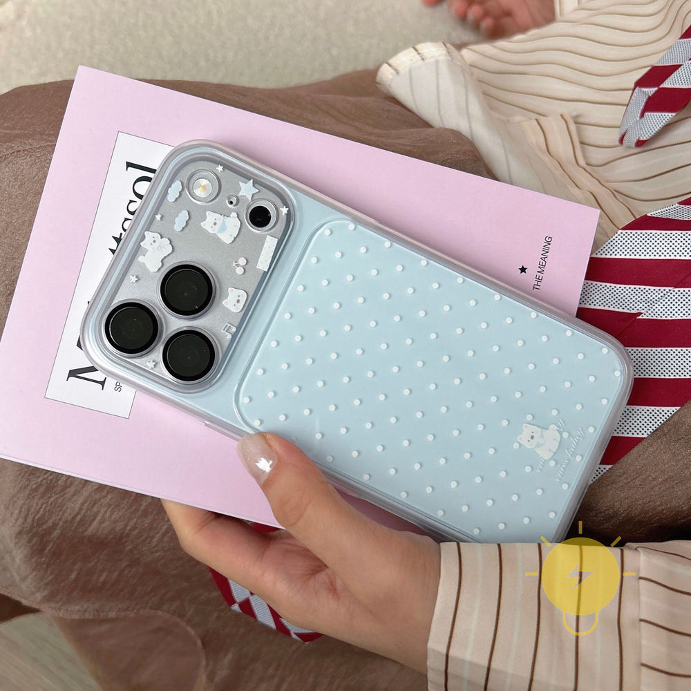 Phone Case For iPhone 17 Pro Max 16 15 14 TPU Polka Dot Aesthetic Korean Cute