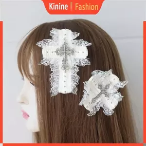 KIN Girl Flat Kẹp Tóc Crosses Balletcore Dành Cho Nữ Cô Gái Bunches Kẹp Tóc Tối Ngọt Balletcore Ảnh Đạo Cụ