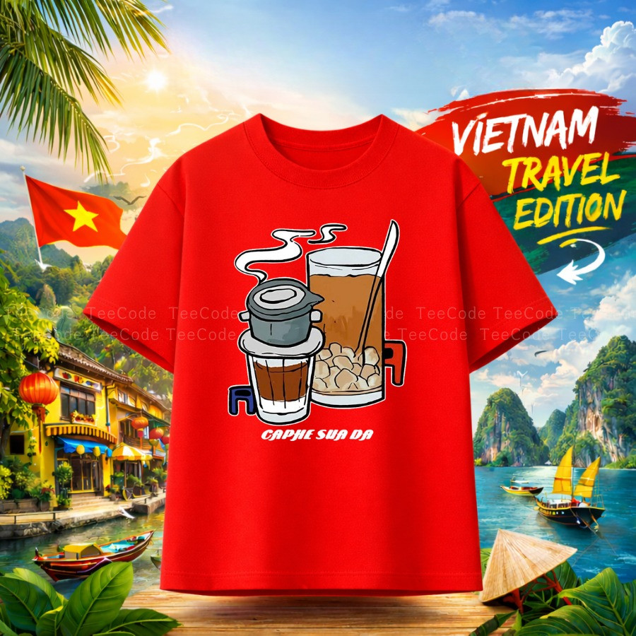 （Giao hàng 24h）Angela Áo Thun Việt Nam Cà Phê Sữa Đá Du Lịch Vietnam Form Rộng Nam Nữ Local Brand