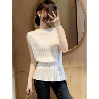 [Giảm giá trong thời gian có hạn] Áo len không tay trắng phong cách tối giản phong cách Hàn Quốc dành cho nữ mùa hè 2026 Phong cách mới Slimer Look Tính khí hàng đầu