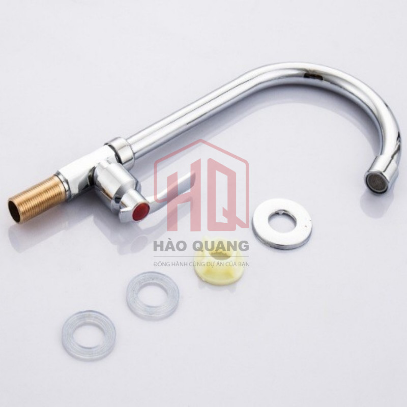 3 Vòi Rửa Chén Gắn Chậu Mạ Kẽm – Vòi Rửa Chén Cổ Cao 360° – Bền, Không Oxy Hóa – Tháo Lắp Dễ Dàng