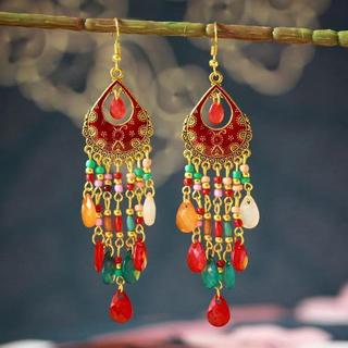 Bông tai hạt bohemian phong cách dân tộc mới, duyên dáng