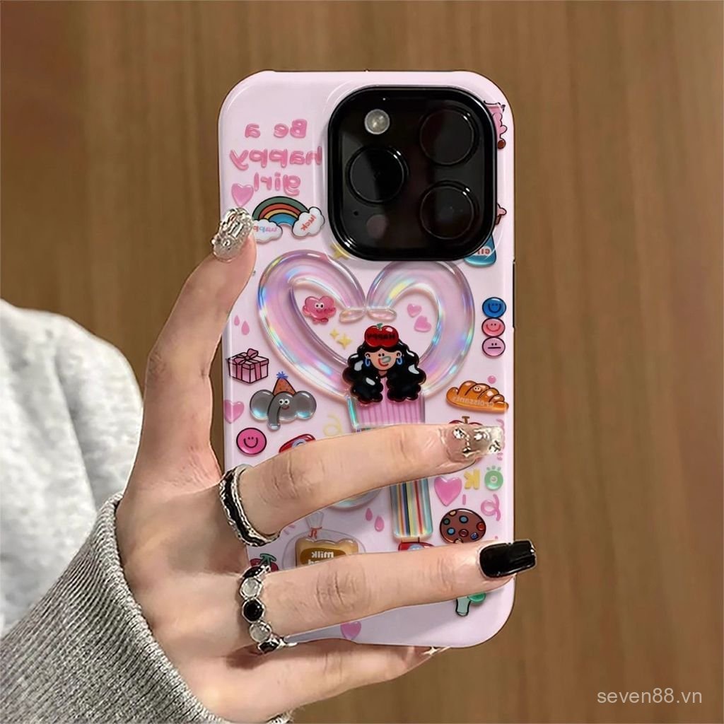 Ốp Điện Thoại Thích Hợp Cho iPhone 7 8 X XS XR XSMAX 11 12 13 14 15 16 17 Pro max Plus Air Than Heart Girl Vỏ Bảo Vệ Chống Sốc Hai Trong Một Bao Gồm Tất Cả LNDR