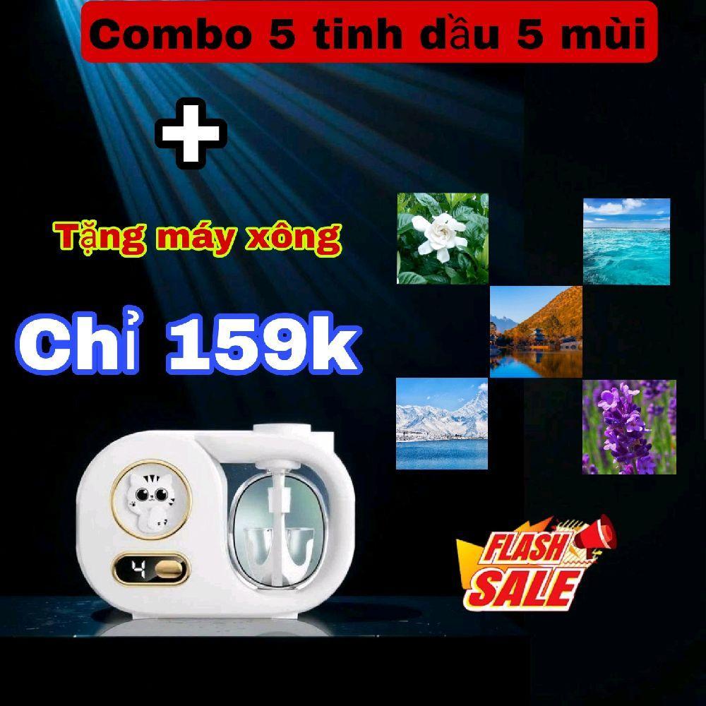 ( PW 26 số lượng có hạn ) Combo 5 Tinh Dầu Khách Sạn + Tặng Máy Phun Tinh Dầu Giúp Lan Tỏa Hương Thơm Phòng 30-40m2
