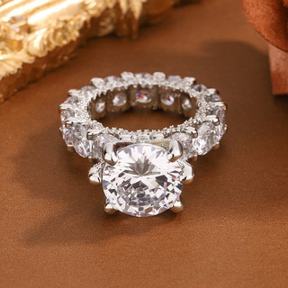 Nhẫn sáu móng tay zircon mạ bạch kim, phong cách thời trang dành cho nữ