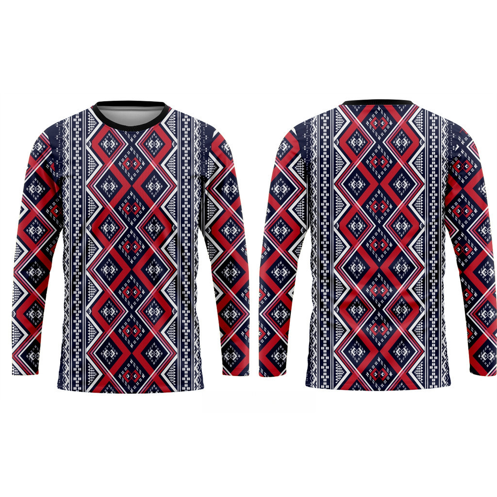Áo dài tay họa tiết dân tộc 3D nam, chất liệu Polyester, thoáng khí và thời trang
