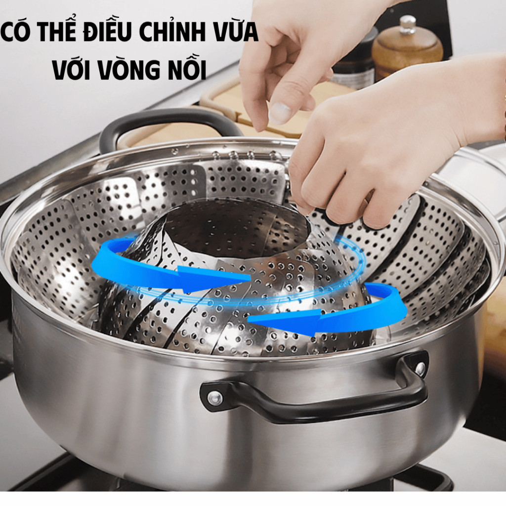 Xửng Hấp Inox Tiện Lợi Đáy Thoát Nước Tốt, Chân Cao, Hấp Đồ Ăn Dễ Dàng