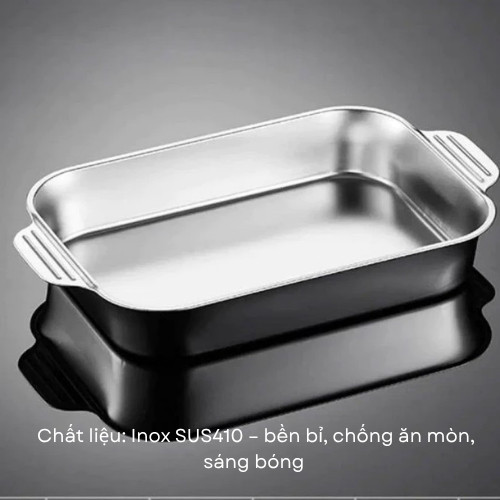 Khay Hấp Inox Đa Năng Kèm Nắp, Dụng Cụ Hấp, Nướng, Lẩu Tiện Lợi