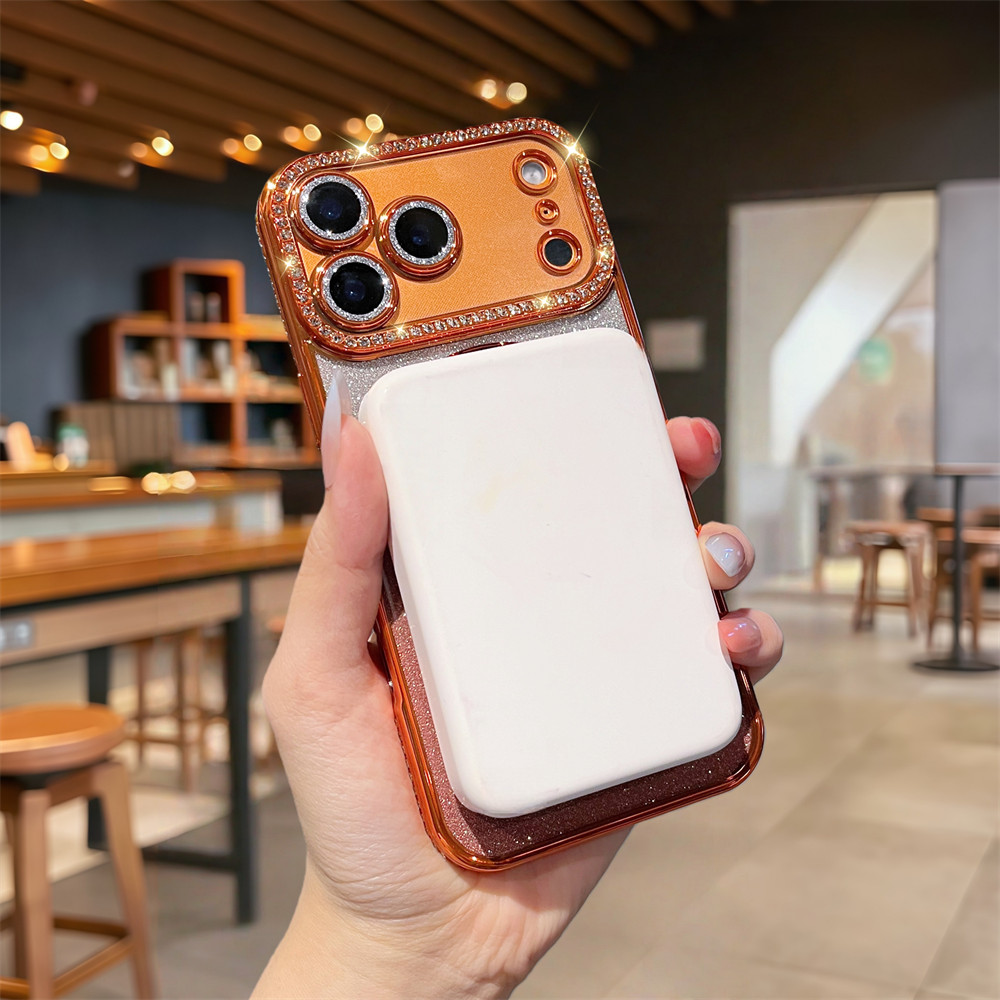 Ốp điện thoại đế kim cương sang trọng cho iPhone 17 Pro Max 12 13 14 15 16 pro max 15 16 plus Ống kính không khí Bảo vệ Camera Vỏ chống sốc điện thoại mềm