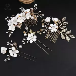 Nữ Ngọc Trai Kim Cương Giả Lược Tóc Hoa Kẹp Tóc Kẹp Tóc Vương Miện Công Chúa Trang Sức Cưới Phụ Kiện Tóc [Mina]