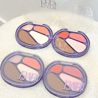 BABI Phấn highlight 4 màu Contour Blush Phấn mắt tất cả trong một Bảng phấn highlight làm sáng khuôn mặt tự nhiên