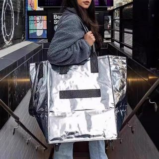 Túi Haoken hulken có giá trị cao Kích thước S Vải dày hai lớp Cách nhiệt chống thấm nước Túi mua sắm dây kéo dung tích lớn Nâng cấp Bánh xe im lặng Túi Duffel 20 * 34 * 5 #T2846