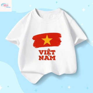 Áo thun ngắn tay bé trai phong cách xe buýt, cờ Việt Nam, đội hình quân đội, mặc ngoài dễ chịu